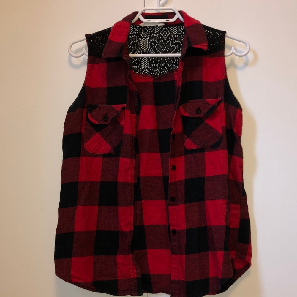 Bluenotes Plaid Tank Top (with lace back)